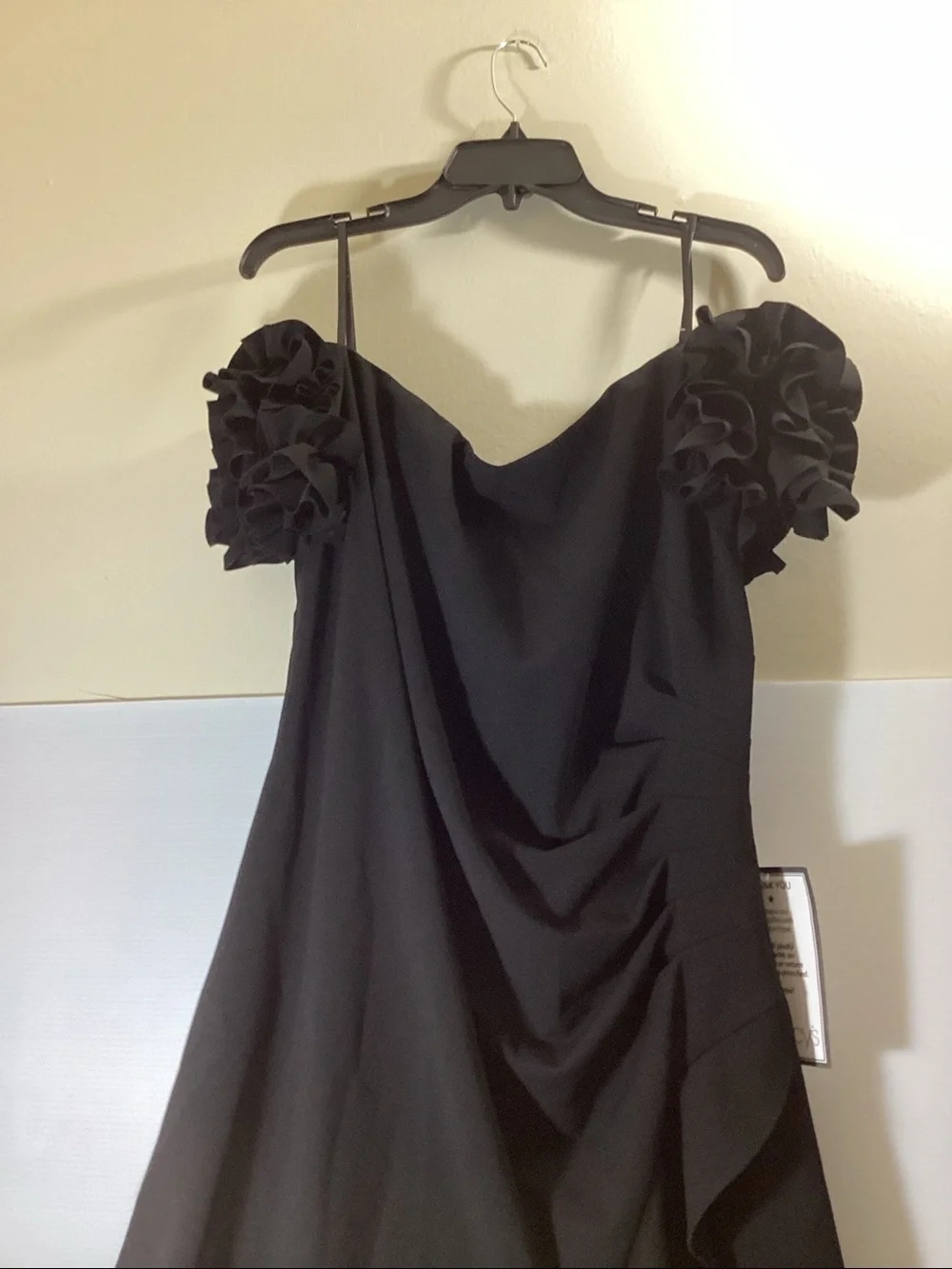Xscape Womens Off The Shoulder Ruffle Sleeve Midi Dress